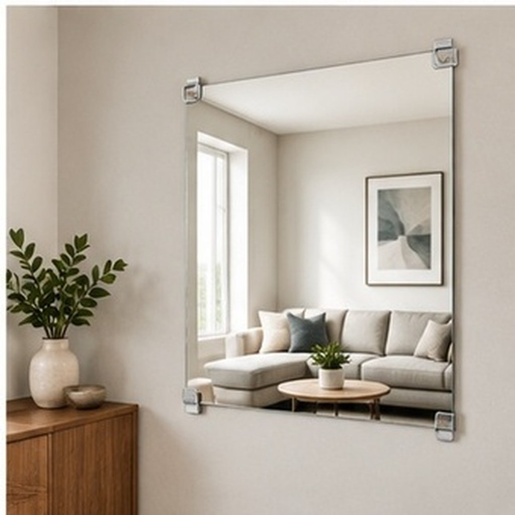 Office Furniture Hardware - 1Set Stainless Steel Mirror Clips Square