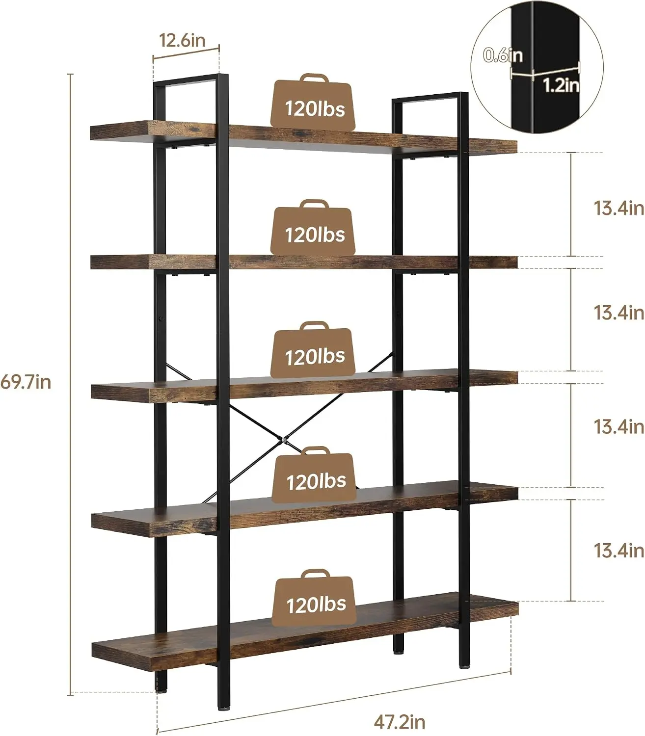 Bookshelf Set of 2, Heavy Duty - Bookshelf 5 Tier recension och pris