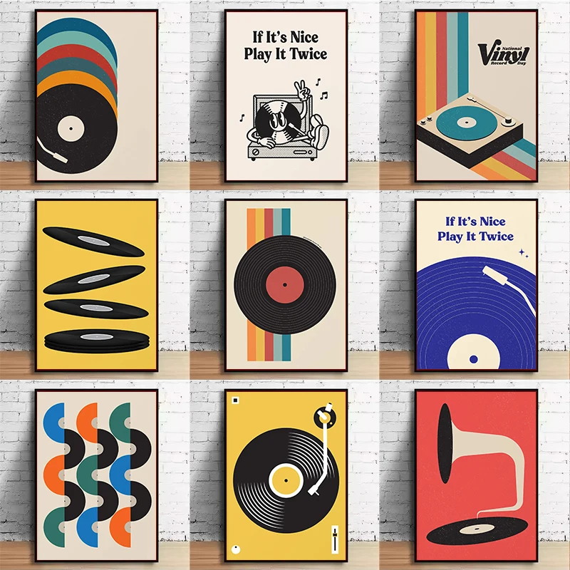 Mid Century Vinyl Record Canva - Office Furniture Home recension och pris