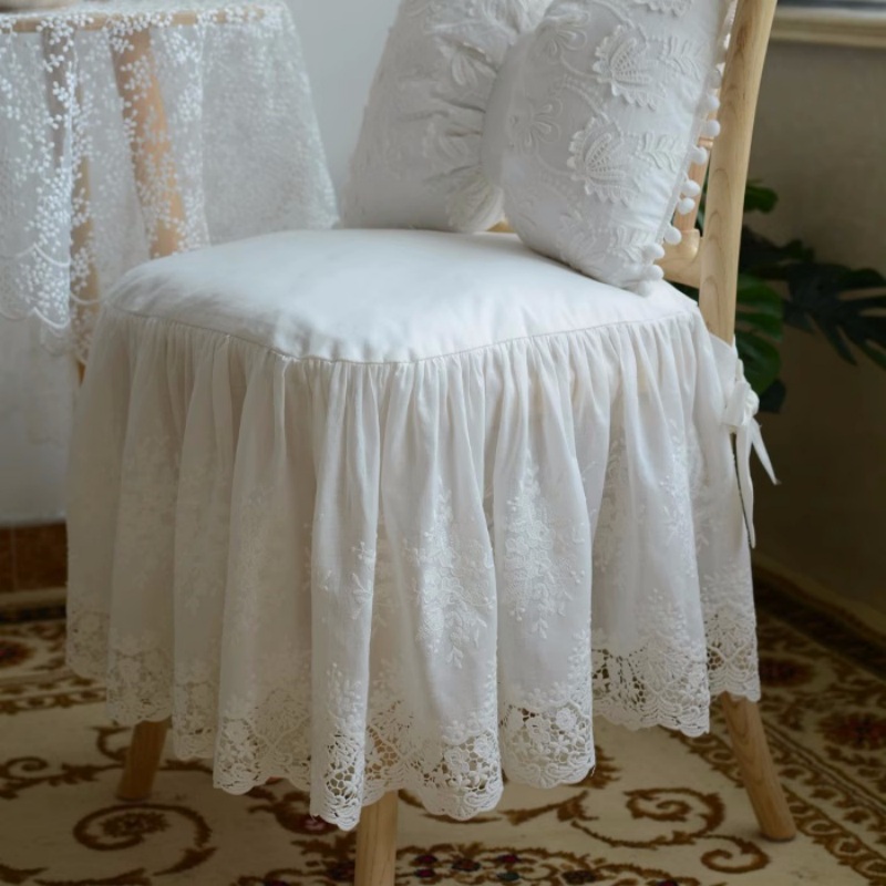 European Style White Lace Embr - Visitor Chair Padded recension och pris