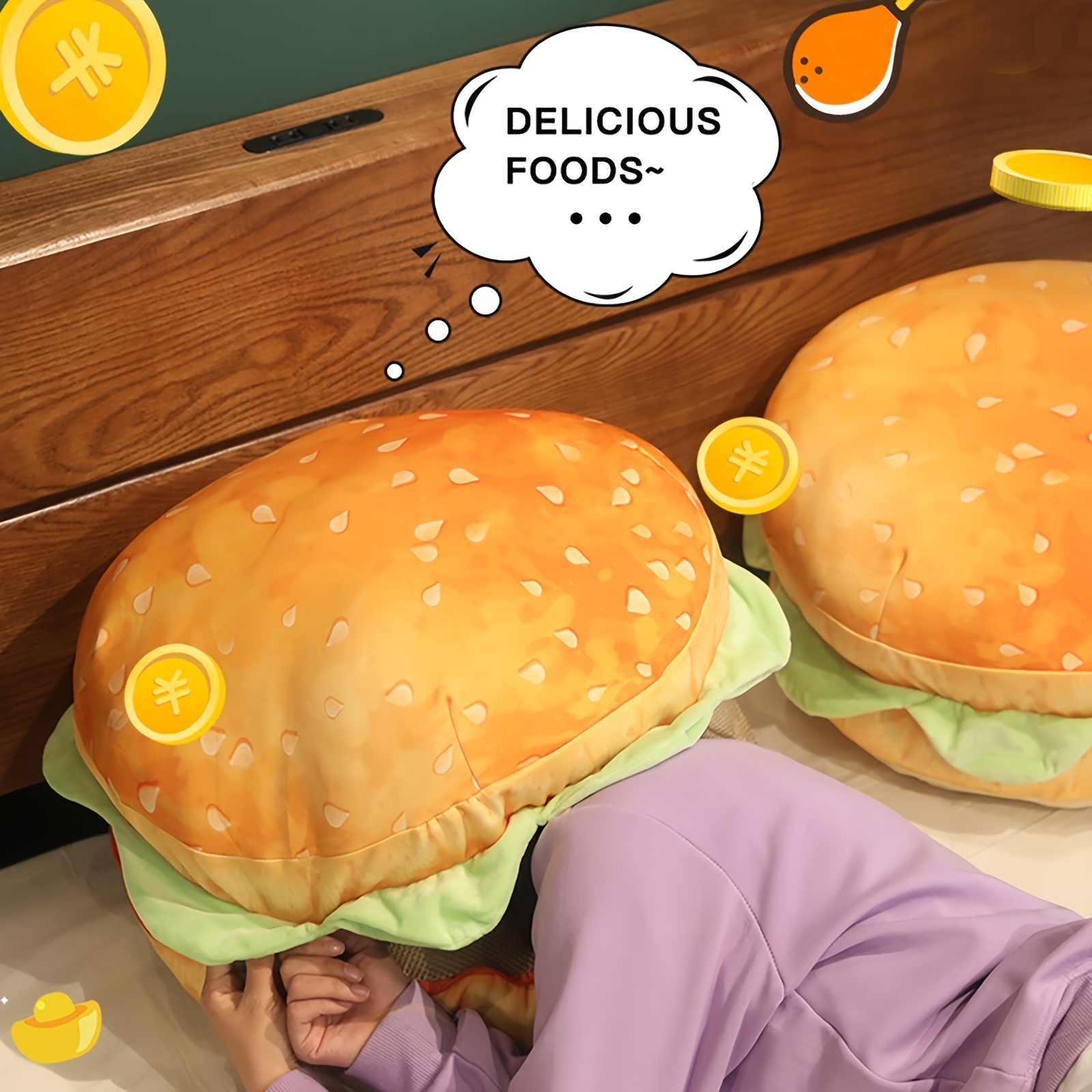 Realistic Burger Pillow Cushio - Visitor Chair Padded recension och pris