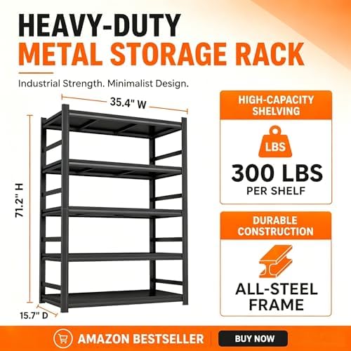 5 Tier Metal Bookshelf with An - Bookshelf 5 Tier recension och pris