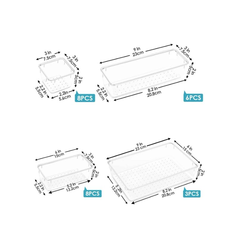 25 Piece Clear Plastic Drawer  - Drawer Organizer Tray recension och pris