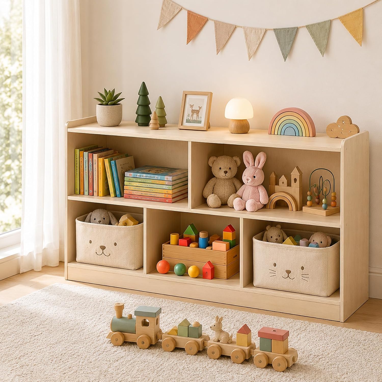 Wooden 5-Section Montessori To - Bookshelf 5 Tier recension och pris