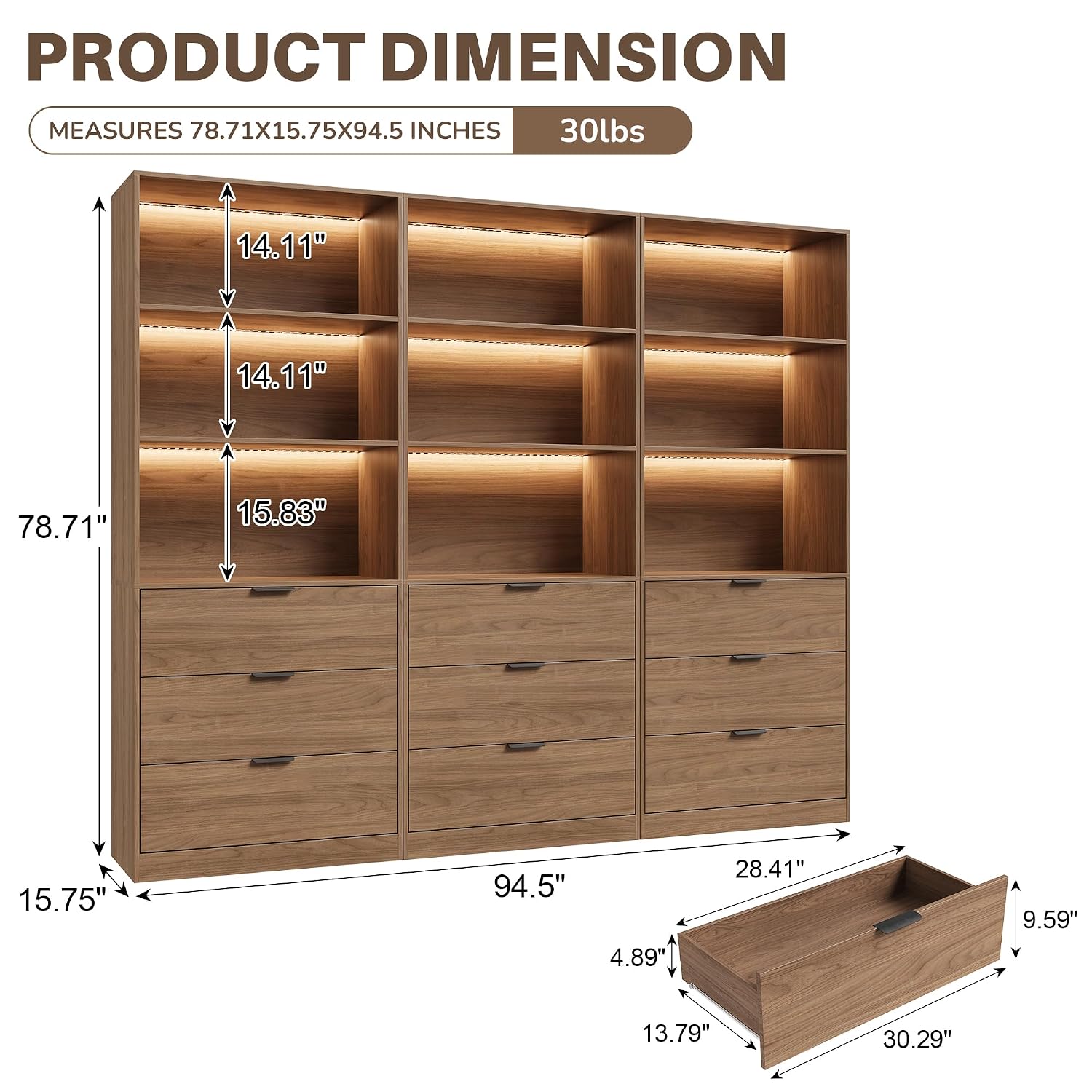 3PCS Lighted Bookshelf 5-Tier  - Bookshelf 5 Tier recension och pris