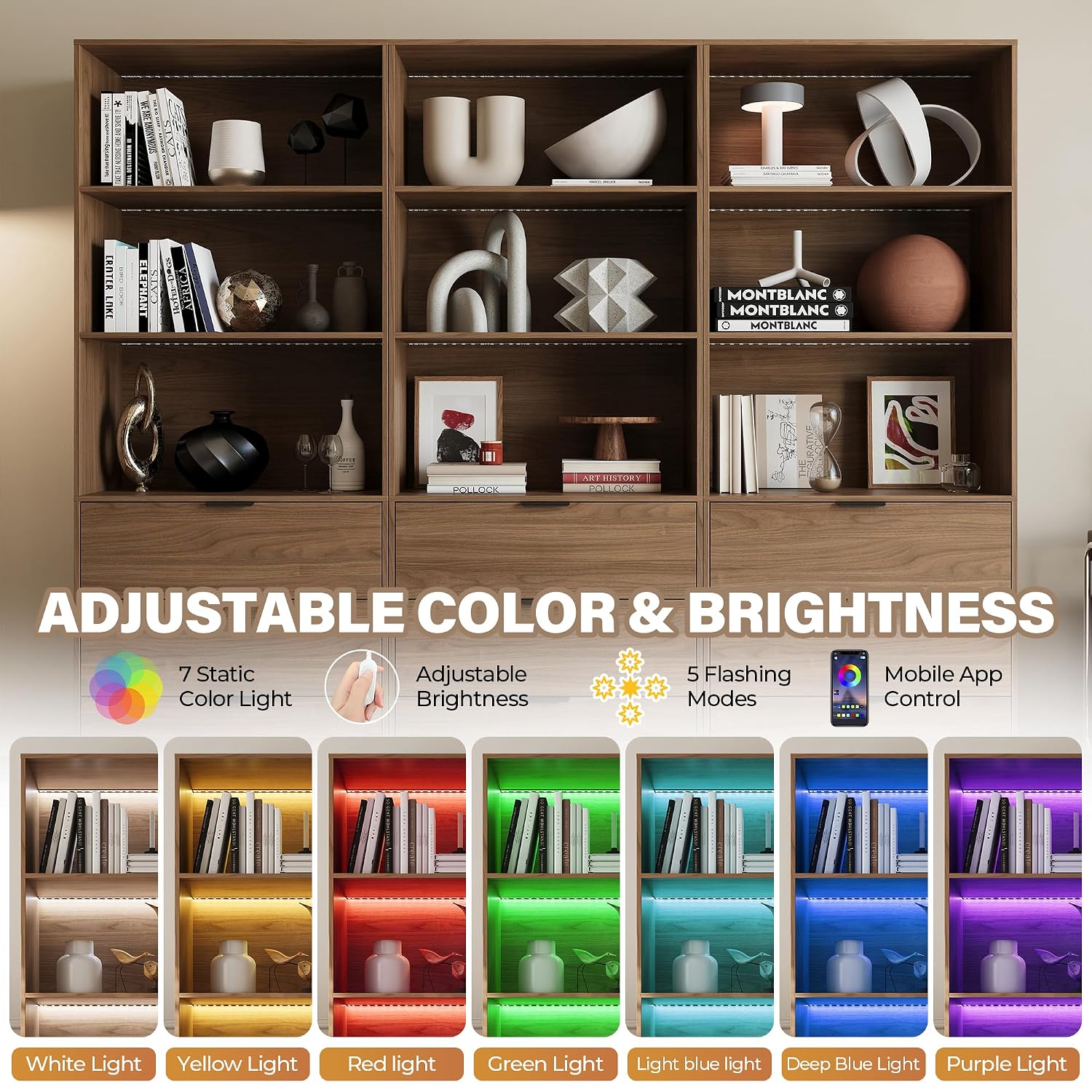3PCS Lighted Bookshelf 5-Tier  - Bookshelf 5 Tier recension och pris