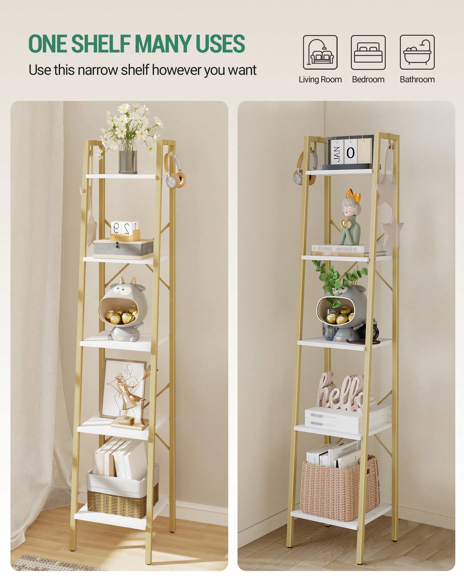 5 Tier Ladder Shelf Modern Gla - Bookshelf 5 Tier recension och pris