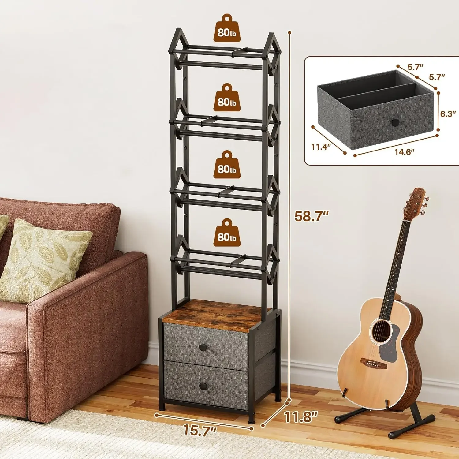 CD Storage Rack with Drawers,  - Bookshelf 5 Tier recension och pris